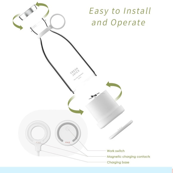 Portable Blender, Rechargeable Personal Fruit USB Smoothie Blender Mixer Juicer - Picture 3 of 8